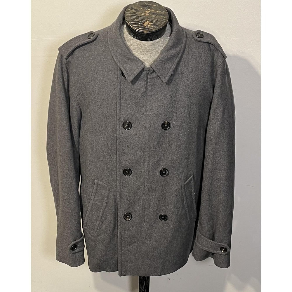 Allegri Milano Coat Mens XL 56 Gray Wool‎ Cashmere Peacoat Thermore Tecno Wool